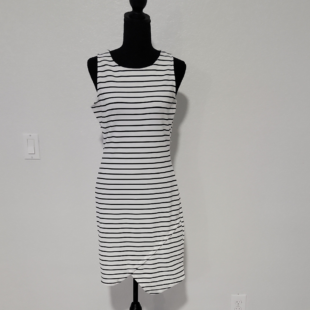 Iris Black and White Asymmetrical Dress